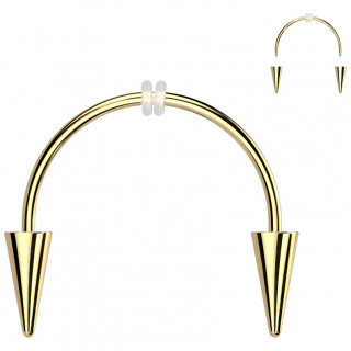 Piercing smiley dor "dents de vampire" en acier + orings