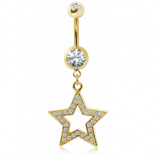 Piercing nombril dor� � pendentif �toile style Star