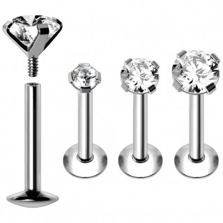 Piercing labret filetage interne � pierre griff�e (l�vre, helix, tragus...)