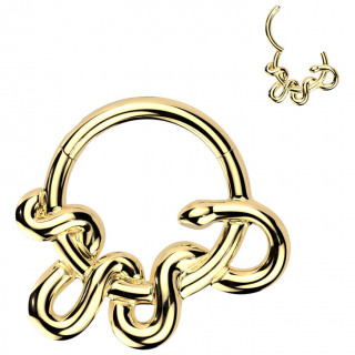 Anneau charni�re dor� � Serpent enroul� (en acier haute pr�cision)