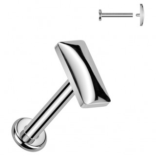 Piercing labret rectangle relief en titane (l�vre et oreille)