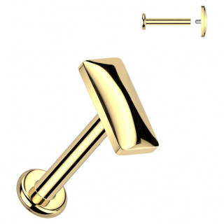 Piercing labret rectangle relief en titane dor� (l�vre et oreille)