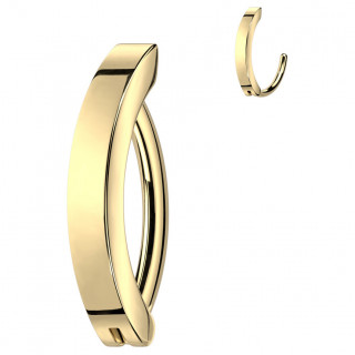 Piercing nombril Titane dor� � charni�re avec barrette courb�e