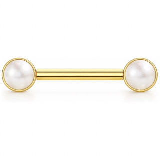 Piercing T�ton Titane dor� � disques perl�s (filetage interne)