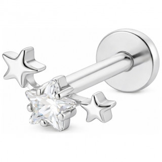 Piercing labret Titane � arc brillant d'�toiles (l�vre, conch, helix...)