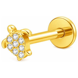 Piercing labret Titane � tortue dor�e scintillante (l�vre, tragus, lobe...)