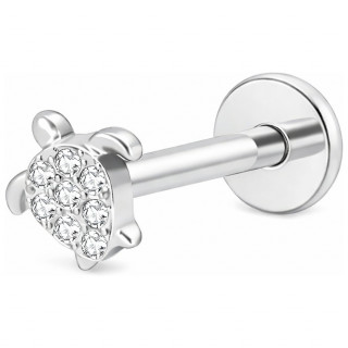 Piercing labret Titane � tortue scintillante (l�vre, tragus, lobe...)