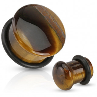 Ecarteur plug pierre Oeil de tigre avec fixation O-ring
