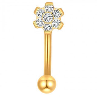 Piercing arcade Titane dor� � fleur de zirconiums (filetage interne)