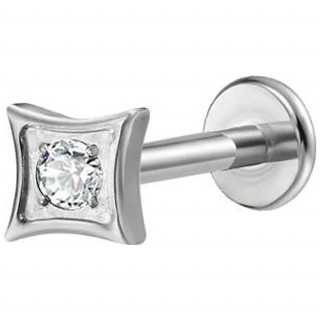 Piercing labret Titane � carr� concave serti zirconium (l�vre, tragus, lobe...)