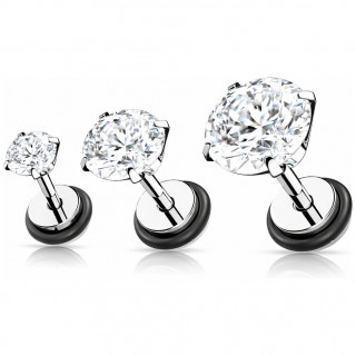 Faux plug clair en acier sertis de zirconiums