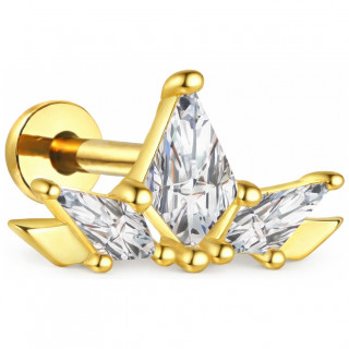 Piercing labret Titane dor� � diad�me �toil� (l�vre, tragus, helix...)