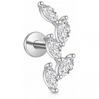 Piercing oreille Titane � branche de zirconiums (h�lix, conch, flat...)