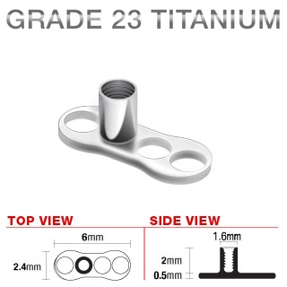 Implant microdermal 3 trous ronds en titane grade 23