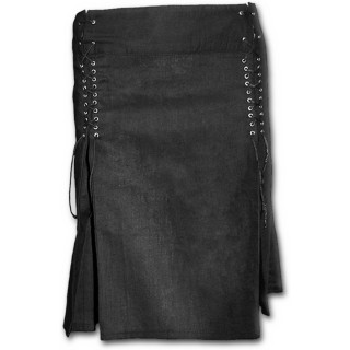 Jupe courte gothique noire rivete  lacets