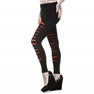 Leggings goth-rock Banned noir et rouge  jambes lacres