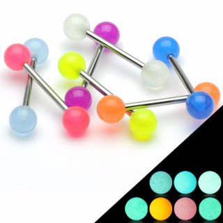Piercing langue � boules fluorescentes
