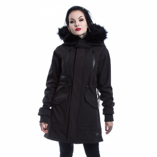 Manteau noir femme capuche fausse fourrure HELENE PARKA - Vixxin