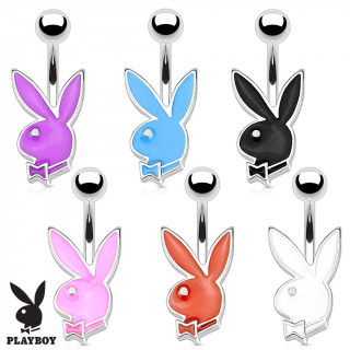 Micro piercing nombril avec lapin Playboy monochrome