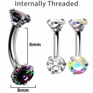 Micro piercing nombril Double Zirconia  filetage interne