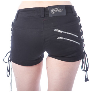 Mini short femme rock noir à zips et lacets DINA - Vixxsin
