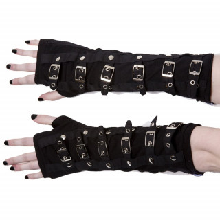 Mitaines gothiques femme noires BUCKLE ARMWARMERS - Poizen Industries