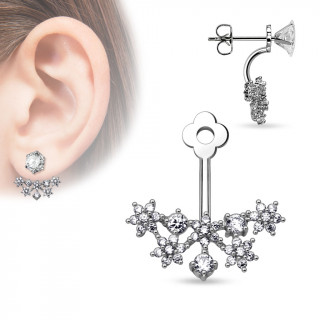 Ornement pour clou d'oreille  fleurs de strass