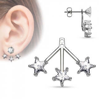 Ornement pour clou d'oreille  trio d'toiles