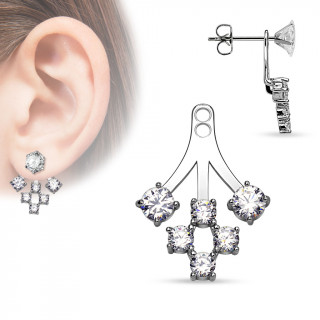 Ornement pour clou d'oreille compos de six strass ronds disposs en grappe