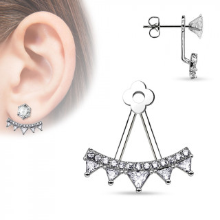 Ornement pour clou d'oreille style balanoire de strass