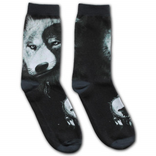 Paire de chaussettes avec loup  pelage Yin et Yang - SPIRAL