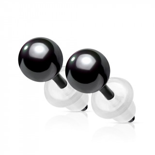 Paire de clous d'oreilles en cramique noire