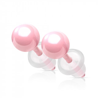 Paire de clous d'oreilles en cramique rose