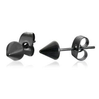 Paire de clous d'oreilles en acier noires  cnes