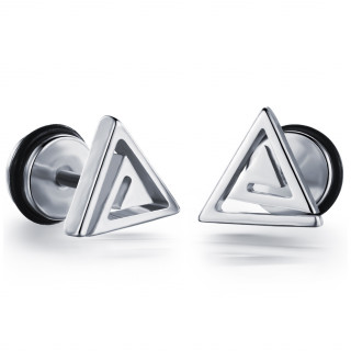 Paire de Faux plugs acier à triangle en spirale