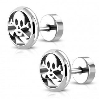 Paire de faux plugs  crane rebelle en acier