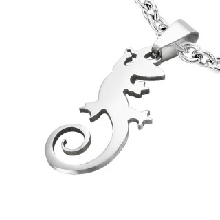 Pendentif homme acier lzard ondul