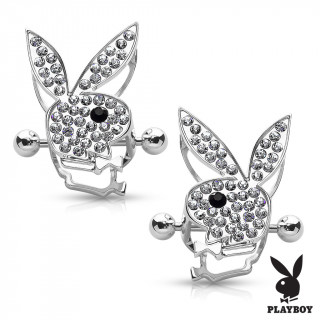 Paire de piercings téton lapin playboy pavé de strass