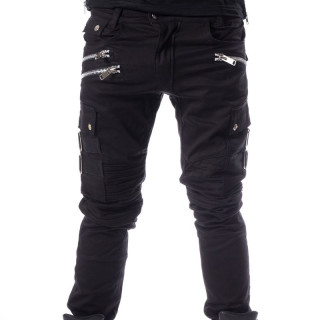 Pantalon homme noir  zips ANDERS - coupe droite - Chemical Black