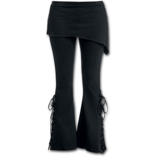 Pantalon Legging pattes d'eph à jupe (2en1) goth-rock noir
