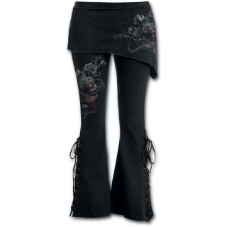 Pantalon Legging pattes d'eph / jupe (2en1)  roses noires et serpents