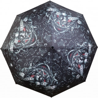 Parapluie gothique "In Goth we trust" avec anges et tte de mort
