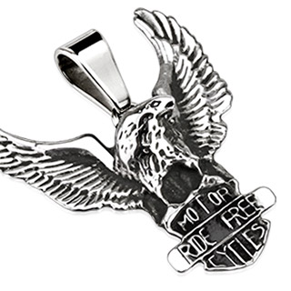 Pendentif acier biker aigle avec bouclier Motor Ride Free Cycles