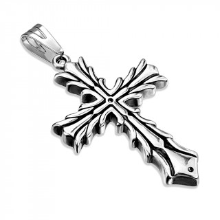Pendentif acier croix celtique flamboyante
