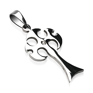 Pendentif acier croix gothique
