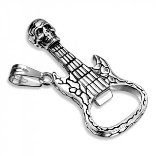 Pendentif acier Dcapsuleur guitare  tte de mort