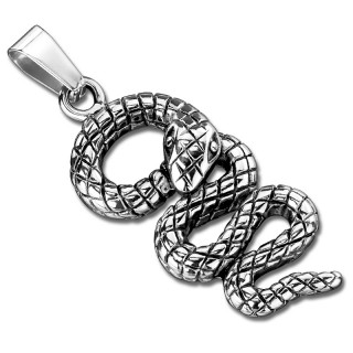 Pendentif acier en forme de serpent ondul