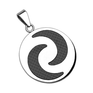 Pendentif acier et lunes en fibre de carbone