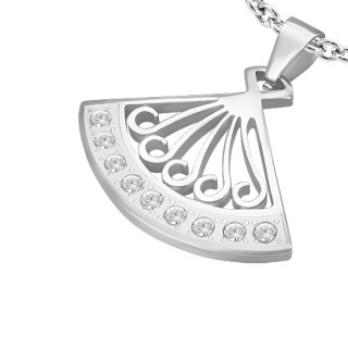 Pendentif acier éventail serti
