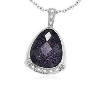 Pendentif acier goutte de pierre à bas et bélière sertie